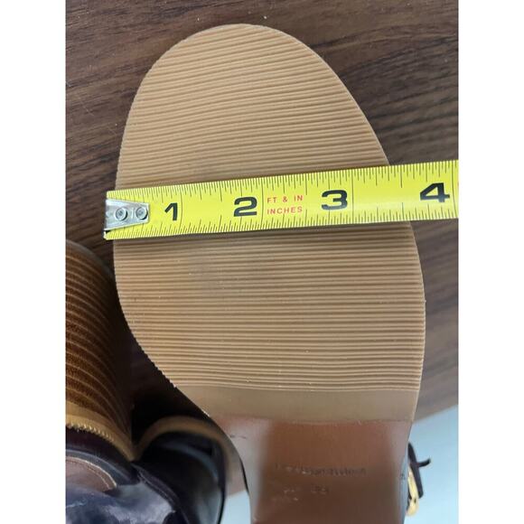 See By Chloe NWOB EU38/US7 Leather Chunky Heel Lyna Slingback Sandal Burgundy - Picture 10 of 10